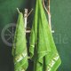 Cotton terry bath towel with leaves "GREEN"